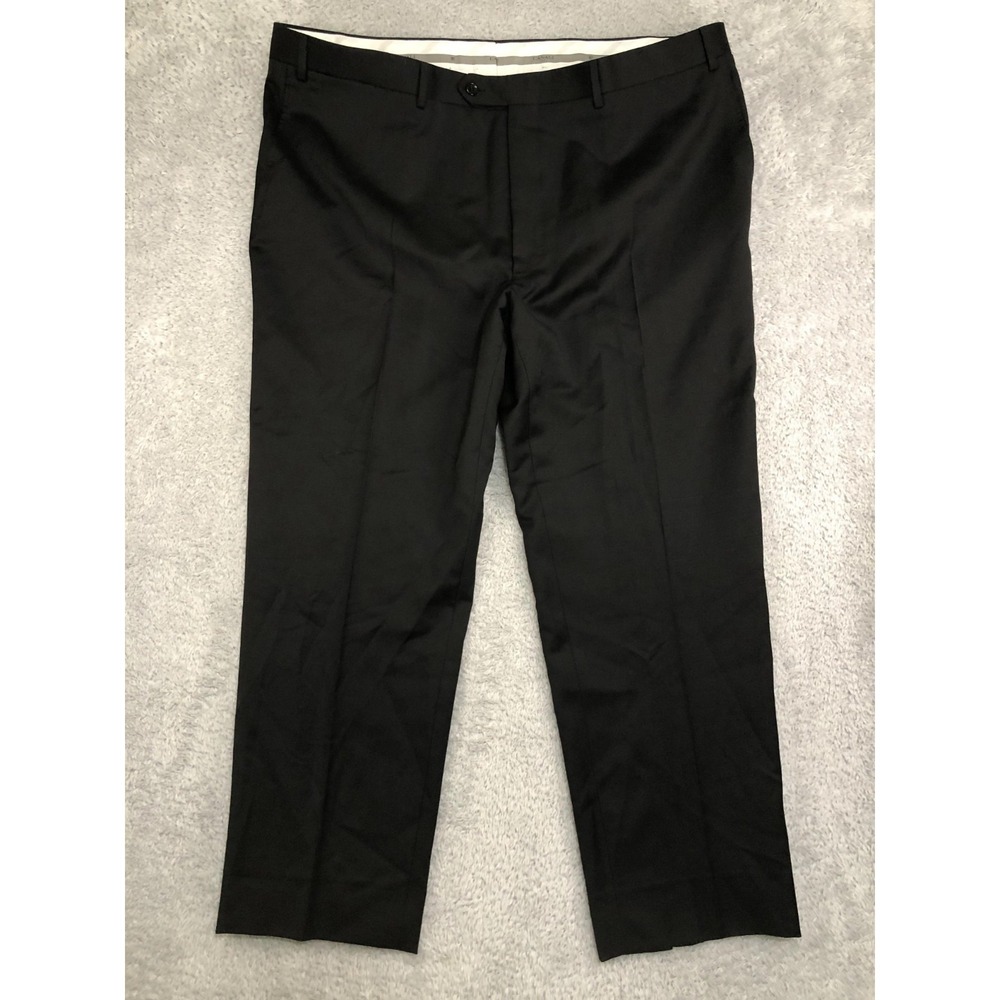 Canali Pants Men's 42x28 Black Wool Made in Italy Dress